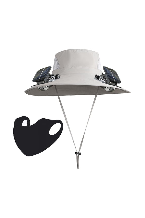 Solar-Powered Cooling Hat with Dual 800mAh Fans - Wide Brim Sun Hat for Men, 3-Speed Adjustable USB/Solar Fan, UPF50+ UV Protection for Fishing, Hiking, Gardening (56-60cm)
