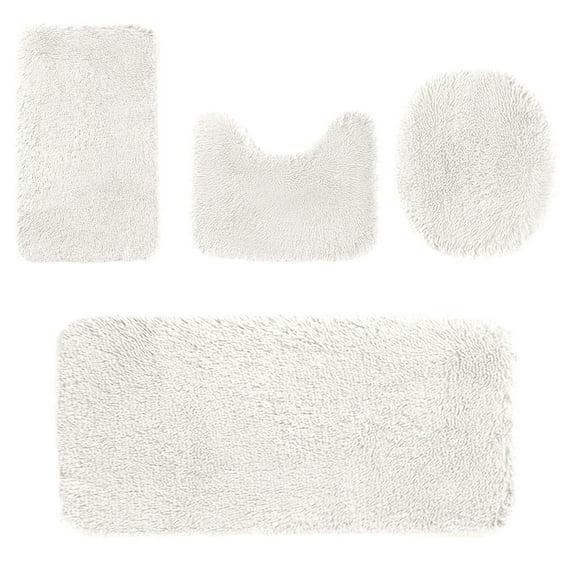 YFTDEY Solid Color Bath Mats Set, 4 Piece Bathroom Rugs, Soft Comfortable, Non-Slip Thick, Water Absorbent, Machine Washable, Perfect for Home, Restroom Use