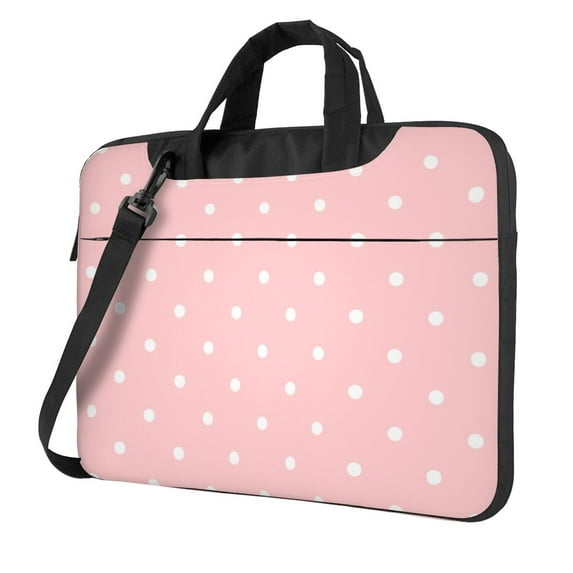 YFYANG 13 inch Universal Laptop Bag Oxford Cloth Laptop Sleeve, Multi-functional Pink Polka Dot Pattern Notebook Computer Messenger Bag Handbag
