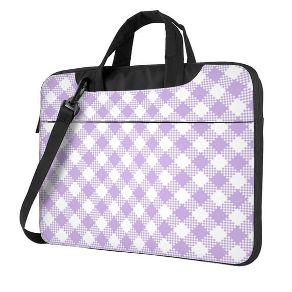 YFYANG 13 inch Universal Laptop Bag Oxford Cloth Laptop Sleeve, Multi-functional Purple Vintage Plaid Texture Notebook Computer Messenger Bag Handbag