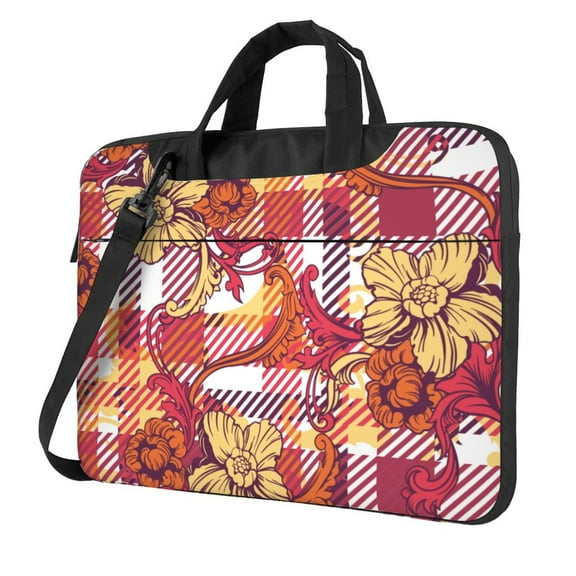YFYANG 13 inch Universal Laptop Bag Oxford Cloth Laptop Sleeve, Multi-functional Red Baroque Floral Texture Notebook Computer Messenger Bag Handbag