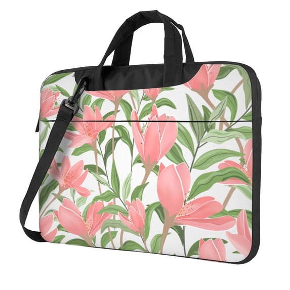 YFYANG 13 inch Universal Laptop Bag Oxford Cloth Laptop Sleeve, Multi-functional Sweet Pink Flowers Notebook Computer Messenger Bag Handbag