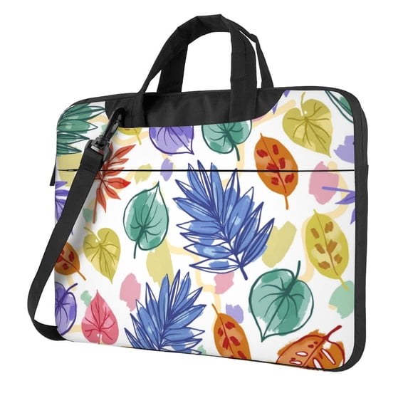 YFYANG 13 inch Universal Laptop Bag Oxford Cloth Laptop Sleeve, Multi-functional Watercolor Plant Leaves Notebook Computer Messenger Bag Handbag
