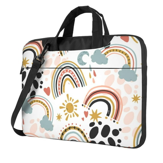 YFYANG 13 inch Universal Laptop Bag Oxford Cloth Laptop Sleeve, Multi-functional Abstract Rainbow Cute Cloud Graffiti Pattern Notebook Computer Messenger Bag Handbag