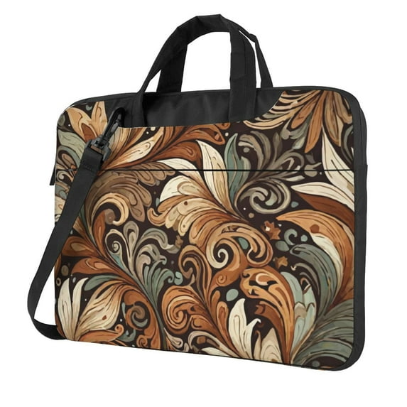 YFYANG 13 inch Universal Laptop Bag Oxford Cloth Laptop Sleeve, Multi-functional Brown Vintage Baroque Pattern Notebook Computer Messenger Bag Handbag