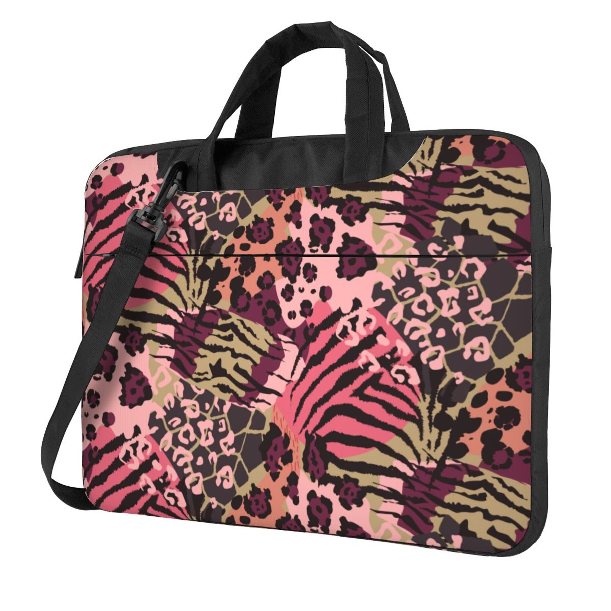 YFYANG 14 inch Universal Laptop Bag Oxford Cloth Laptop Sleeve Multi functional Pink Vintage Abstract Animal Stripes Notebook Computer Messenger Bag Handbag Walmart