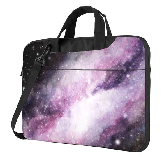 YFYANG 13 inch Universal Laptop Bag Oxford Cloth Laptop Sleeve, Multi-functional Purple Abstract Watercolor Galaxy Pattern Notebook Computer Messenger Bag Handbag