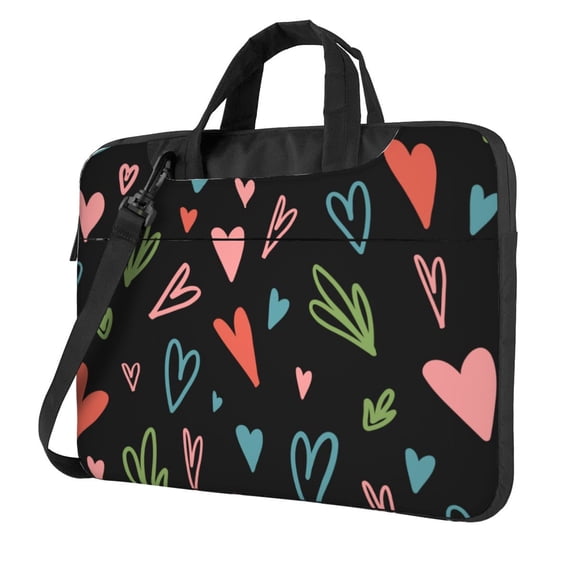 YFYANG 13 inch Universal Laptop Bag Oxford Cloth Laptop Sleeve, Multi-functional Vintage Abstract Colorful Heart Graffiti Pattern Notebook Computer Messenger Bag Handbag