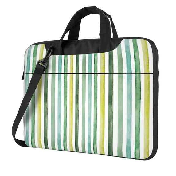 YFYANG 13 inch Universal Laptop Bag Oxford Cloth Laptop Sleeve, Multi-functional Vintage Green Watercolor Stripes Notebook Computer Messenger Bag Handbag