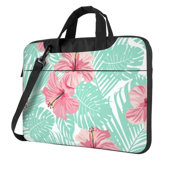 YFYANG 13 inch Universal Laptop Bag Oxford Cloth Laptop Sleeve, Multi-functional Watercolor Tropical Flower Doodle Notebook Computer Messenger Bag Handbag