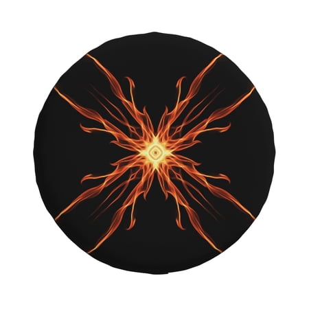 YFYANG 14'' Tire Cover, Flame Art Patterns Universal Spare Wheel Covers, Dust-Proof, Water-Proof, Sun-Proof and Corrosion-Proof