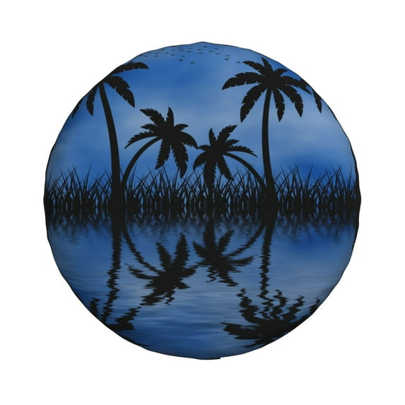 YFYANG 14'' Tire Cover, Tropical Palm Tree Pattern Universal Spare Wheel Covers, Dust-Proof, Water-Proof, Sun-Proof and Corrosion-Proof
