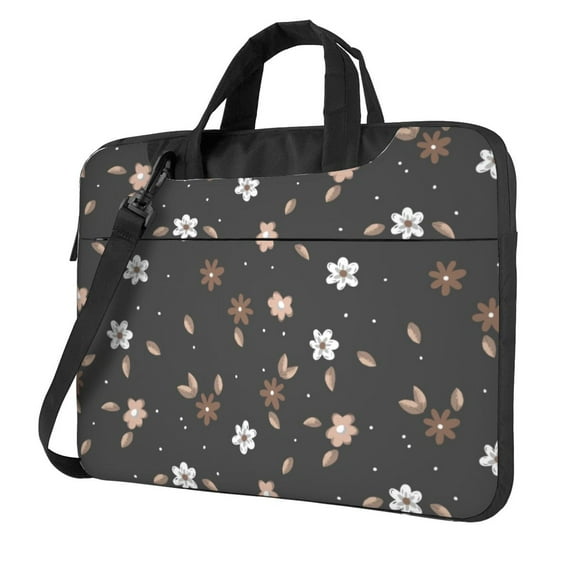 YFYANG 14 inch Universal Laptop Bag Oxford Cloth Laptop Sleeve, Multi-functional Brown Abstract Flower Doodle Notebook Computer Messenger Bag Handbag