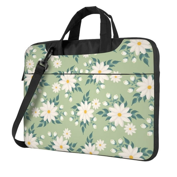 YFYANG 14 inch Universal Laptop Bag Oxford Cloth Laptop Sleeve, Multi-functional Green Floral Pattern Notebook Computer Messenger Bag Handbag