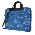 thumbnail image 1 of YFYANG 14 inch Universal Laptop Bag Oxford Cloth Laptop Sleeve, Multi-functional Blue Cartoon Sea Creature Graffiti Pattern Notebook Computer Messenger Bag Handbag, 1 of 8