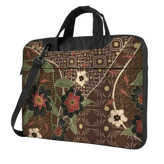 YFYANG 14 inch Universal Laptop Bag Oxford Cloth Laptop Sleeve, Multi-functional Brown Abstract Vintage Floral Notebook Computer Messenger Bag Handbag