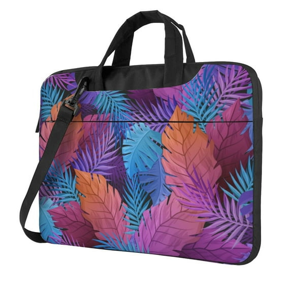 YFYANG 14 inch Universal Laptop Bag Oxford Cloth Laptop Sleeve, Multi-functional Colorful Leaves Floral Patterns Notebook Computer Messenger Bag Handbag