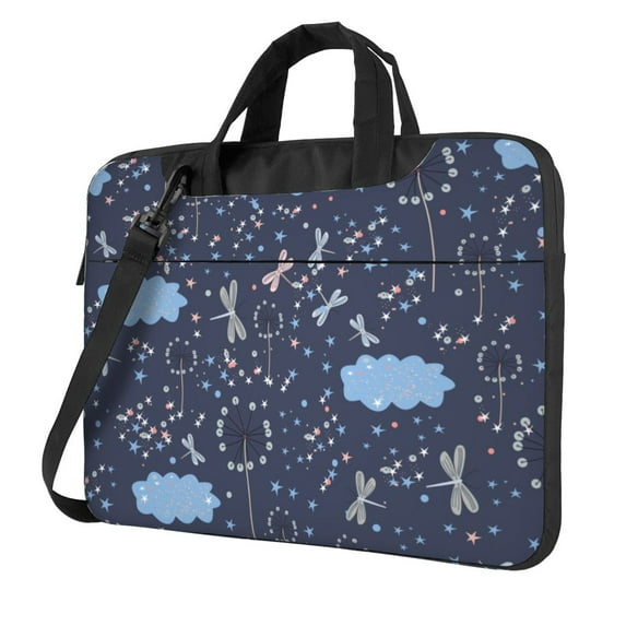 YFYANG 14 inch Universal Laptop Bag Oxford Cloth Laptop Sleeve, Multi-functional Cute Clouds Dragonfly Texture Pattern Notebook Computer Messenger Bag Handbag