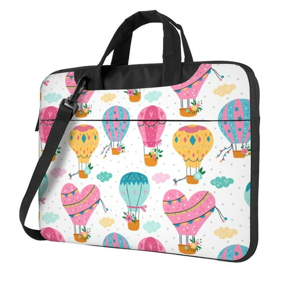 YFYANG 14 inch Universal Laptop Bag Oxford Cloth Laptop Sleeve, Multi-functional Cute Hot Air Balloon Doodle Pattern Notebook Computer Messenger Bag Handbag