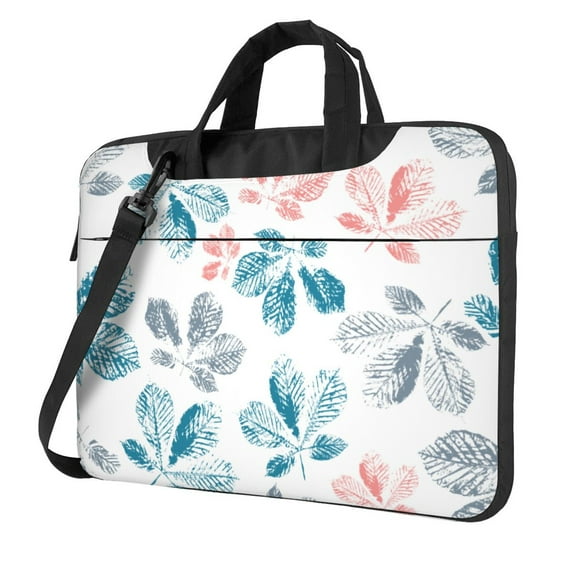 YFYANG 14 inch Universal Laptop Bag Oxford Cloth Laptop Sleeve, Multi-functional Vintage Watercolor Leaf Texture Notebook Computer Messenger Bag Handbag