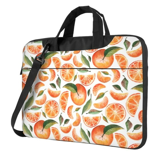 YFYANG 14 inch Universal Laptop Bag Oxford Cloth Laptop Sleeve, Multi-functional Watercolor Orange Fruit Texture Pattern Notebook Computer Messenger Bag Handbag