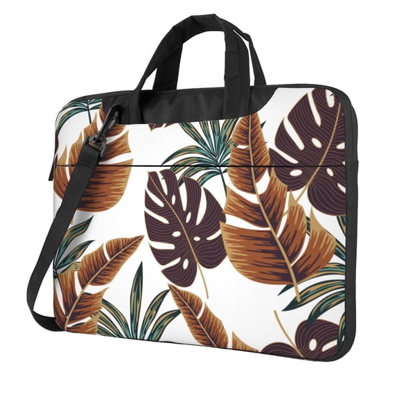 YFYANG 15.6 inch Universal Laptop Bag Oxford Cloth Laptop Sleeve, Multi-functional Brown Vintage Leaf Texture Notebook Computer Messenger Bag Handbag