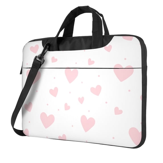 YFYANG 15.6 inch Universal Laptop Bag Oxford Cloth Laptop Sleeve, Multi-functional Pink Cute Heart Doodle Notebook Computer Messenger Bag Handbag