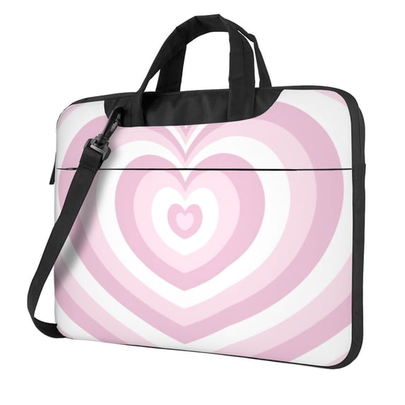YFYANG 15.6 inch Universal Laptop Bag Oxford Cloth Laptop Sleeve, Multi-functional Pink Heart Stripe Notebook Computer Messenger Bag Handbag