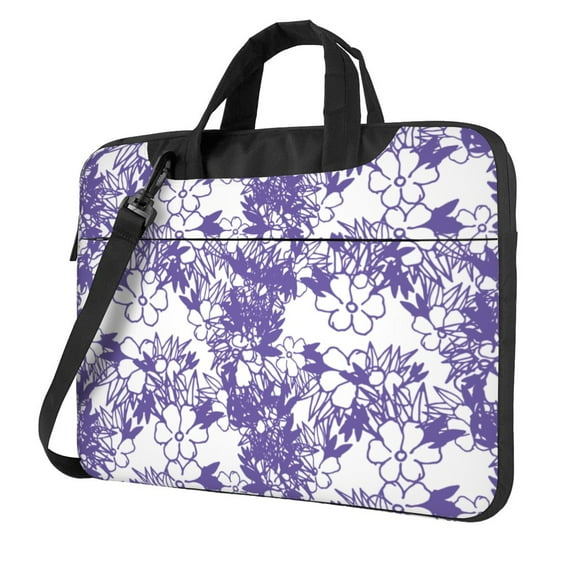 YFYANG 15.6 inch Universal Laptop Bag Oxford Cloth Laptop Sleeve, Multi-functional Purple Floral Line Doodle Notebook Computer Messenger Bag Handbag