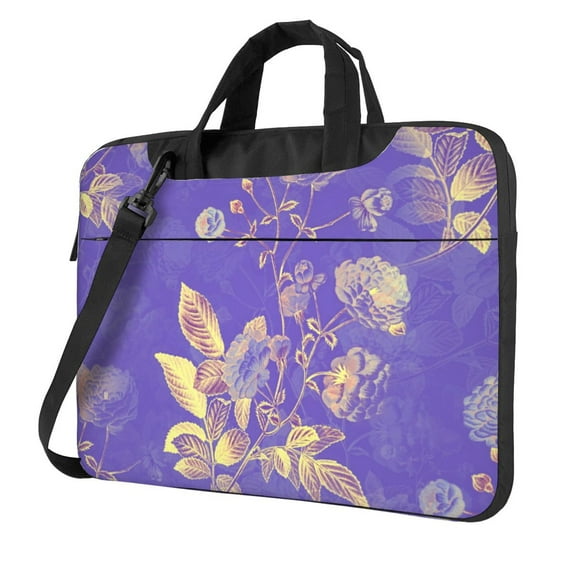 YFYANG 15.6 inch Universal Laptop Bag Oxford Cloth Laptop Sleeve, Multi-functional Purple Vintage Floral Pattern Notebook Computer Messenger Bag Handbag