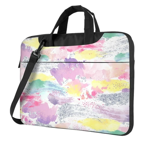 YFYANG 15.6 inch Universal Laptop Bag Oxford Cloth Laptop Sleeve, Multi-functional Abstract Watercolor Geometric Line Texture Pattern Notebook Computer Messenger Bag Handbag