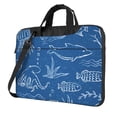 thumbnail image 1 of YFYANG 15.6 inch Universal Laptop Bag Oxford Cloth Laptop Sleeve, Multi-functional Blue Cartoon Sea Creature Graffiti Pattern Notebook Computer Messenger Bag Handbag, 1 of 8