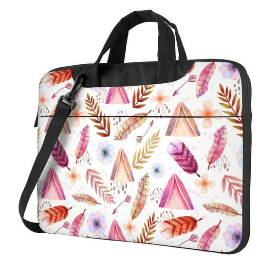 YFYANG 15.6 inch Universal Laptop Bag Oxford Cloth Laptop Sleeve, Multi-functional Watercolor Bohemian Leaf Pattern Notebook Computer Messenger Bag Handbag
