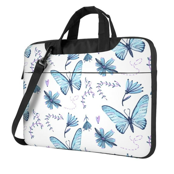 YFYANG 15.6 inch Universal Laptop Bag Oxford Cloth Laptop Sleeve, Multi-functional Watercolor Vintage Butterfly Floral Doodle Notebook Computer Messenger Bag Handbag