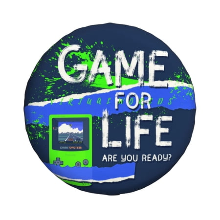 YFYANG 16'' Tire Cover, Blue Game Graffiti Universal Spare Wheel Covers, Dust-Proof, Water-Proof, Sun-Proof and Corrosion-Proof