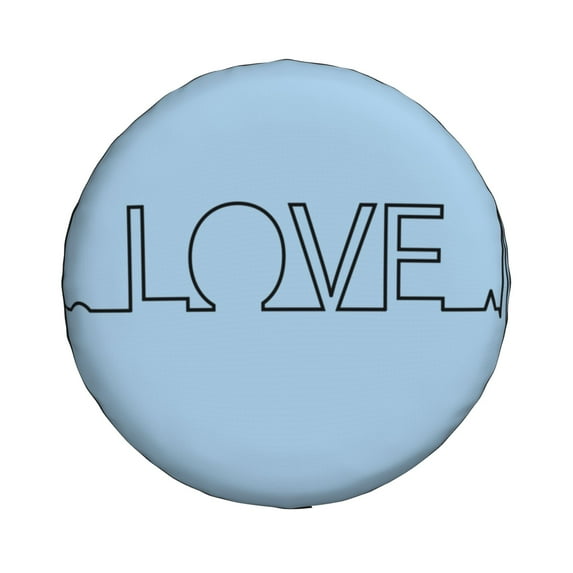 YFYANG 17'' Tire Cover, Blue Love Line Art Universal Spare Wheel Covers, Dust-Proof, Water-Proof, Sun-Proof and Corrosion-Proof