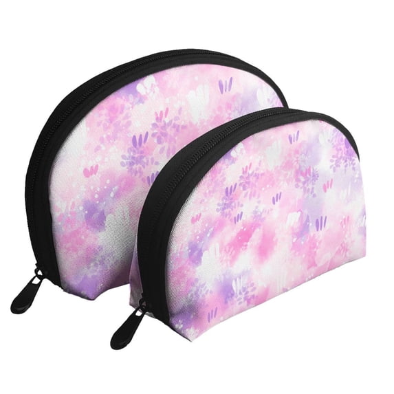 YFYANG 2 Piece Women's Portable Makeup Bags, Abstract Watercolor Texture Clutch Travel Toilet Bags Cosmetic Organizer