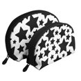 thumbnail image 1 of YFYANG 2 Piece Women's Portable Makeup Bags, Black and White Star Doodle Clutch Travel Toilet Bags Cosmetic Organizer, 1 of 7