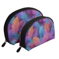 thumbnail image 1 of YFYANG 2 Piece Women's Portable Makeup Bags, Colorful Leaves Floral Patterns Clutch Travel Toilet Bags Cosmetic Organizer, 1 of 7