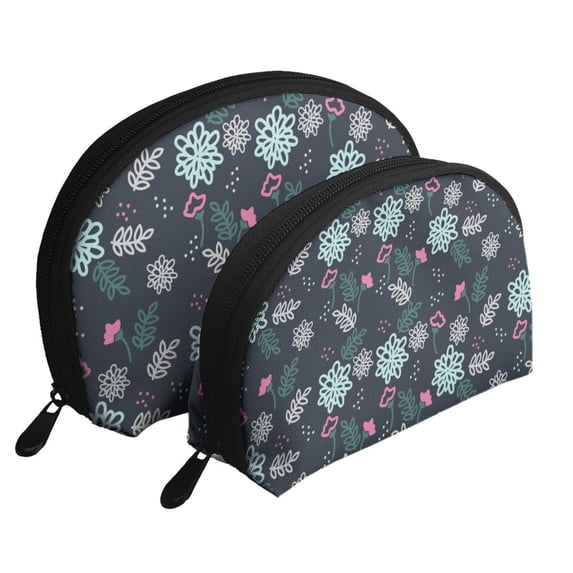 YFYANG 2 Piece Women's Portable Makeup Bags, Flower Graffiti Art Clutch Travel Toilet Bags Cosmetic Organizer