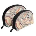 thumbnail image 1 of YFYANG 2 Piece Women's Portable Makeup Bags, Retro Abstract Lines Clutch Travel Toilet Bags Cosmetic Organizer, 1 of 7