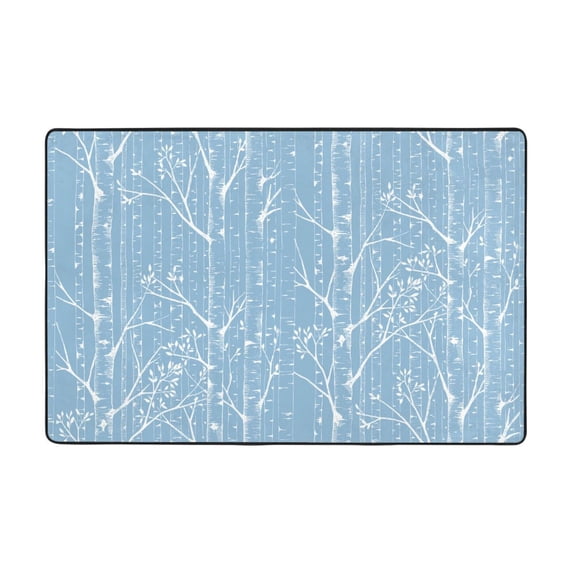 YFYANG 36"x24" Non-Slip Flannel Carpet Doormat, Living Room Bedroom Office Decorative Area Rugs, Indoor Blue Branch Texture Floor Mats