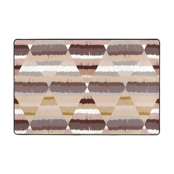 YFYANG 36"x24" Non-Slip Flannel Carpet Doormat, Living Room Bedroom Office Decorative Area Rugs, Indoor Brown Vintage Boho Stripes Floor Mats
