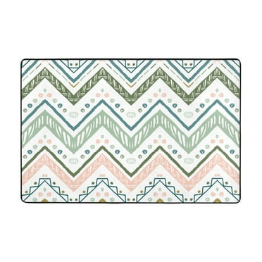 YFYANG 36"x24" Non-Slip Flannel Carpet Doormat, Living Room Bedroom Office Decorative Area Rugs, Indoor Green Abstract Vintage Texture Floor Mats