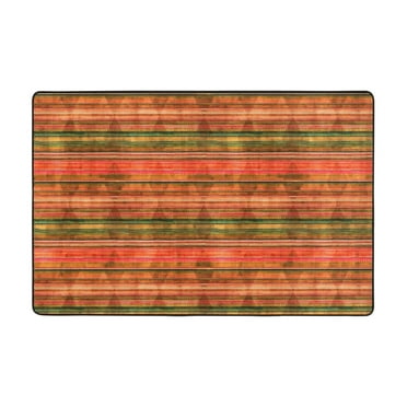 YFYANG 36"x24" Non-Slip Flannel Carpet Doormat, Living Room Bedroom Office Decorative Area Rugs, Indoor Red Vintage Stripes Floor Mats