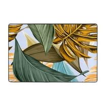 YFYANG 36"x24" Non-Slip Flannel Carpet Doormat, Living Room Bedroom Office Decorative Area Rugs, Indoor Tropical Plant Pattern Floor Mats