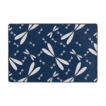 YFYANG 36"x24" Non-Slip Flannel Carpet Doormat, Living Room Bedroom Office Decorative Area Rugs, Indoor Vintage Blue Dragonfly Pattern Floor Mats