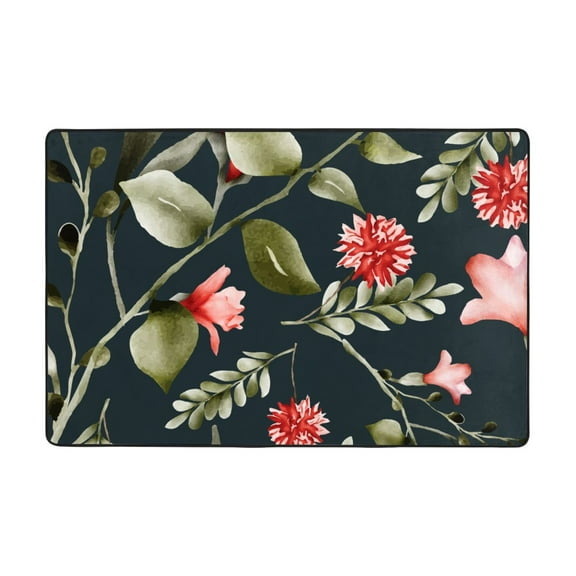YFYANG 36"x24" Non-Slip Flannel Carpet Doormat, Living Room Bedroom Office Decorative Area Rugs, Indoor Vintage Bohemian Floral Floor Mats