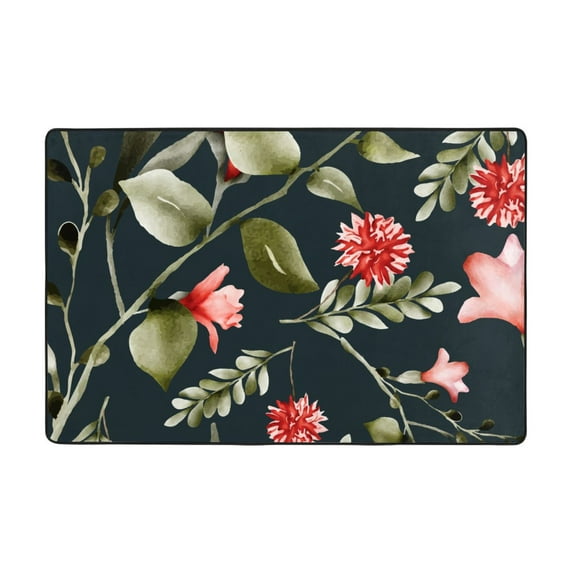 YFYANG 36"x24" Non-Slip Flannel Carpet Doormat, Living Room Bedroom Office Decorative Area Rugs, Indoor Vintage Bohemian Floral Floor Mats