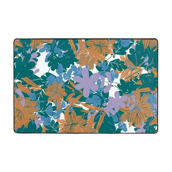 YFYANG 36"x24" Non-Slip Flannel Carpet Doormat, Living Room Bedroom Office Decorative Area Rugs, Indoor Vintage Lines Floral Doodle Floor Mats